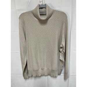 89th+Madison Womens Oatmeal Heather Lightweight Turtleneck Sweater NWT Size L